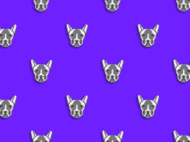 Bir köpek suretinde desen. mavi arka plan. Yatay resim.