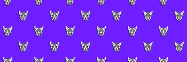 Patroon Met Het Beeld Van Een Hond Blauwe Achtergrond Horizontaal — Stockfoto