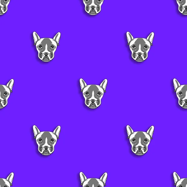 Naadloos Patroon Met Het Beeld Van Een Hond Blauwe Achtergrond — Stockfoto