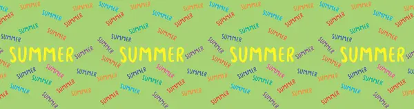 Pattern Colorful Inscription Summer Template Overlaying Surface Horizontal Image Banner — Stock Photo, Image
