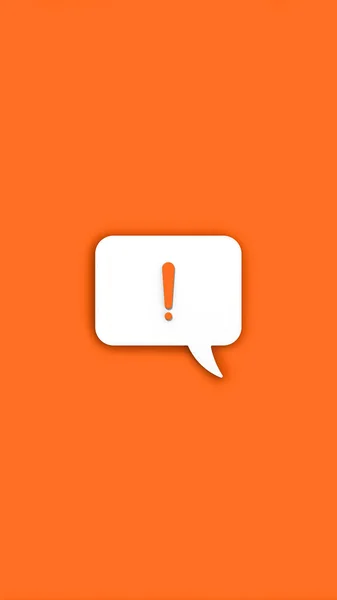 Orangefarbenes Ausrufezeichen Auf Einer Weißen Tafel Alarmsignal Telefon Gefahrenalarm Botschaft — Stockfoto