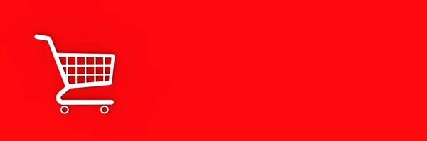 Παντοπωλείο Από Σούπερ Μάρκετ Απομονώνονται Κόκκινο Φόντο Σύμβολο Αγορών Και — Φωτογραφία Αρχείου