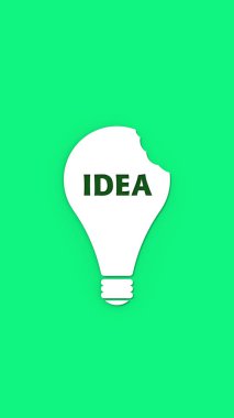 Üzerinde mavi bir arkaplan yazan beyaz ısırılmış bir ampul. Diş izleri bir fikri çalıyor. Çalıntı eser hırsızlığı. Başkalarının eserlerini kopyalamak. Dikey görüntü. 3 boyutlu görüntü. 3B görüntüleme.