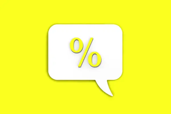 Hellgelbes Prozent Schild Auf Weißer Tafel Signal Des Zinsrückzugs Discount — Stockfoto