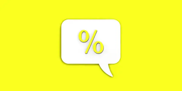 Sinal Percentagem Amarelo Claro Quadro Mensagens Branco Sinal Retirada Juros — Fotografia de Stock
