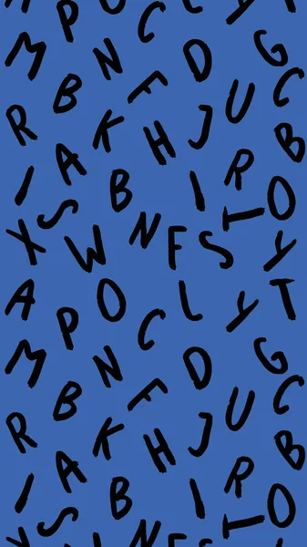 具有键盘符号图像的模板 一套字母 表面模板 蓝色背景 垂直图像 — 图库照片