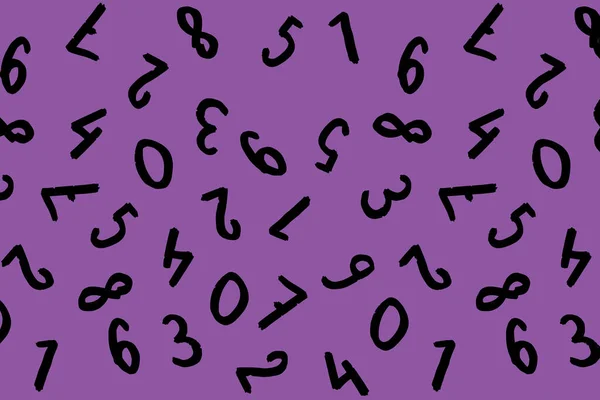具有键盘符号图像的模板 一组数字 表面模板 紫色背景 横向图像 — 图库照片