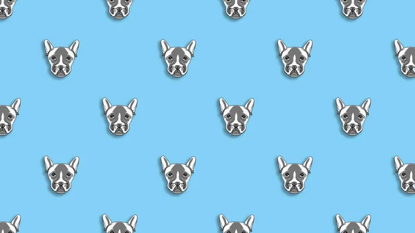 Mønster Med Bildet Hund Pastellblå Bakgrunn Horisontalt Bilde – stockfoto