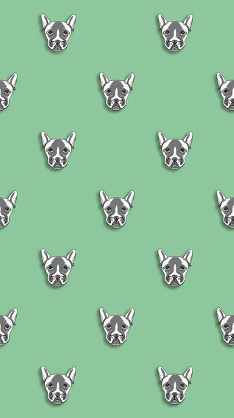 Naadloos Patroon Met Het Beeld Van Een Hond Pastelgroene Achtergrond — Stockfoto