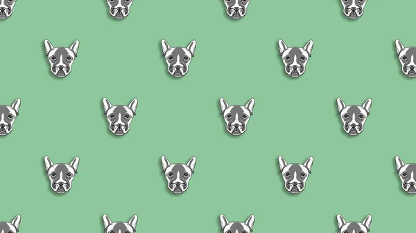 Бесшовный Узор Изображением Собаки Зеленый Фон Горизонтальное Изображение — стоковое фото