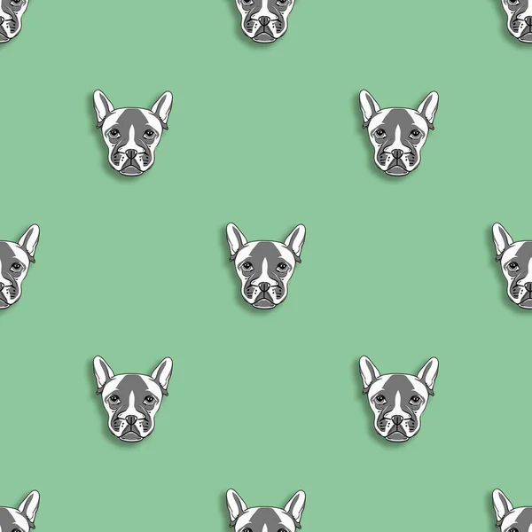Безшовний Візерунок Зображенням Собаки Пастельний Зелений Фон Зображення Квадрату — стокове фото