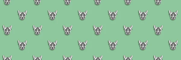 Nahtloses Muster Mit Dem Bild Eines Hundes Pastellgrüner Hintergrund Horizontalbild — Stockfoto
