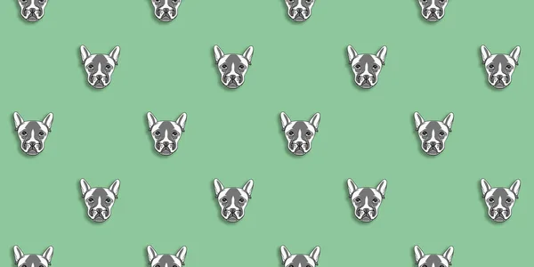 Бесшовный Узор Изображением Собаки Зеленый Фон Горизонтальное Изображение Баннер Ввода — стоковое фото