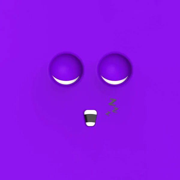 Фиолетовое Лицо Спящего Милого Персонажа Симпатичное Лицо Расслабление Спать Отдыхать — стоковое фото