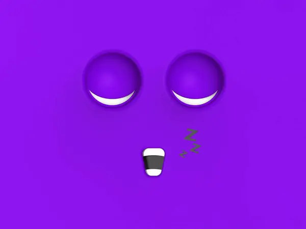 Фиолетовое Лицо Спящего Милого Персонажа Симпатичное Лицо Расслабление Спать Отдыхать — стоковое фото