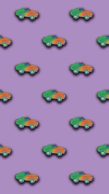 Boyanmış bir araba görüntüsü var. Bir şeyin üstüne bir şey yerleştirmek için bir şablon. Dikey resim.