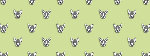 Patroon Met Het Beeld Van Een Hond Pastelblauwe Achtergrond Horizontaal — Stockfoto