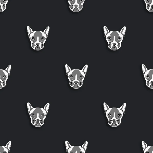 犬のイメージとシームレスなパターンです 黒の背景 正方形の画像 — ストック写真