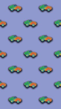 Boyanmış bir araba görüntüsü var. Bir şeyin üstüne bir şey yerleştirmek için bir şablon. Dikey resim.