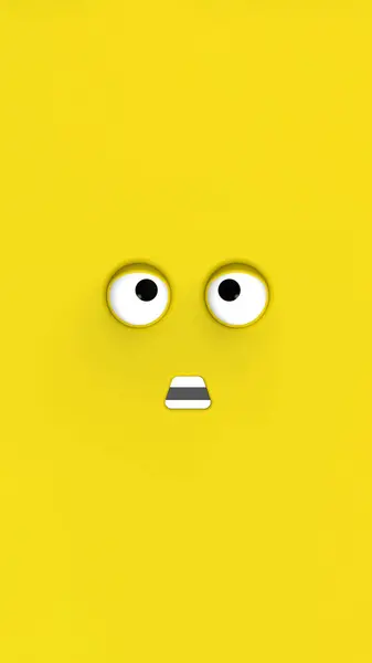 Cara Amarela Personagem Bonito Cara Gira Cara Estúpida Emoção Surpresa — Fotografia de Stock