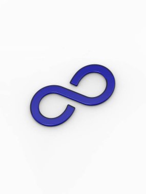 Blue infinity sign on a white background. Symbol of infinity in anything. The infinity of time. An endless cycle. Unlimited possibilities. Unity 3d image. 3D visualization. Horizontal image. clipart