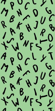 Klavye sembolleri ile şablon. Bir dizi mektup. Yüzey şablonu. Pastel sarı arka plan. Dikey resim.