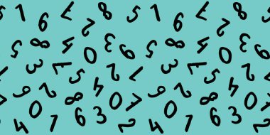 Klavye sembolleri ile şablon. Bir dizi sayı. Yüzey şablonu. Pastel yeşil arka plan. Yatay resim.