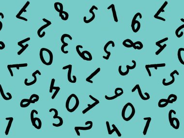 Klavye sembolleri ile şablon. Bir dizi sayı. Yüzey şablonu. Pastel yeşil arka plan. Yatay resim.