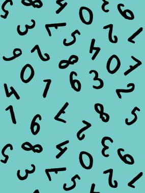 Klavye sembolleri ile şablon. Bir dizi sayı. Yüzey şablonu. Pastel yeşil arka plan. Dikey resim.