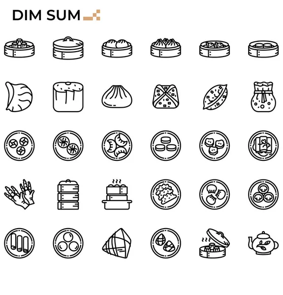 Dimsum Icon Set Für Speisekarten Und Restaurants Kochkurse Webseiten Präsentationen — Stockvektor