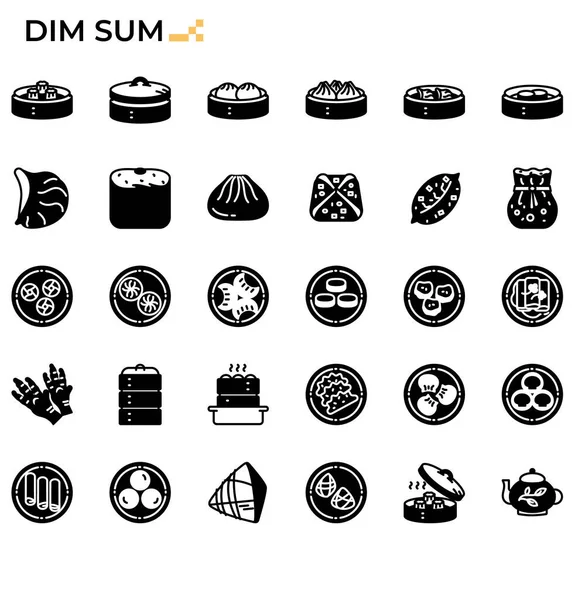 Dimsum Icon Set Für Speisekarten Und Restaurants Kochkurse Webseiten Präsentationen — Stockvektor