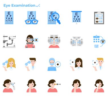 Medikal ui ux simgesi, web sitesi, uygulama, sunum, el ilanı, broşür vs. için göz muayenesi ve göz doktorluğu..