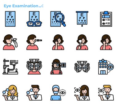 Medikal ui ux simgesi, web sitesi, uygulama, sunum, el ilanı, broşür vs. için göz muayenesi ve göz doktorluğu..