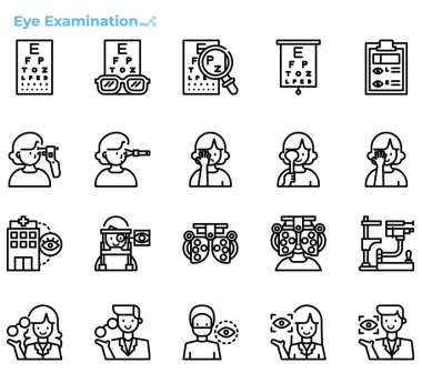 Medikal ui ux simgesi, web sitesi, uygulama, sunum, el ilanı, broşür vs. için göz muayenesi ve göz doktorluğu..