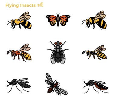 Uçan böcekler simgesi web sitesi, uygulama, sunum, broşür vs. için uux simgesi.