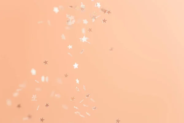 Absztrakt Minimalista Háttér Csökkenő Csillag Csillogó Színű Peach Fuzz Színe Stock Fotó