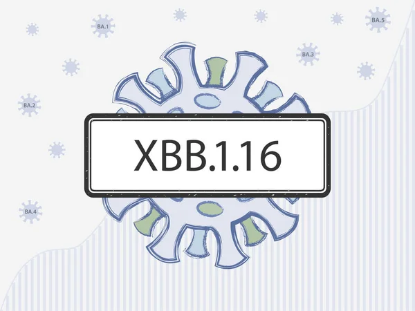 Xbb Skylten Koronovirus Med Spikproteiner Annan Färg Som Symboliserar Mutationer — Stock vektor