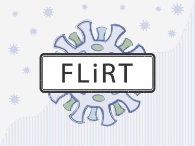 FLiRT is a family of COVID-19 variants characterized by increased transmissibility and potential immune evasion, including kp.2 and kp.1.1. Against the background of COVID-19 case statistics. clipart