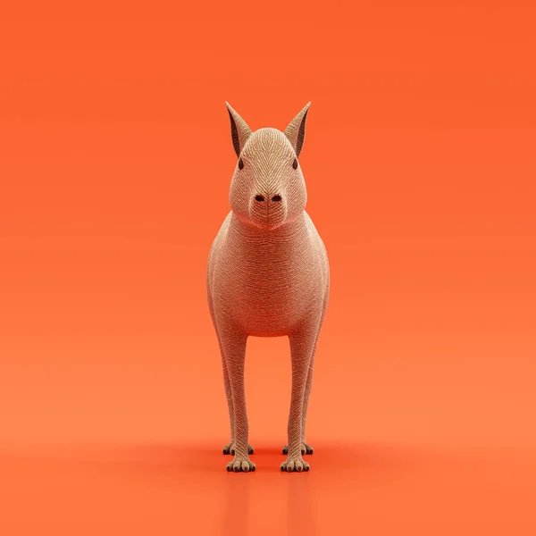 Cavy doll, stuffed animal made of fabric single animal from front view, brown monochrome animal in an orange studio, 3d rendering, nobody