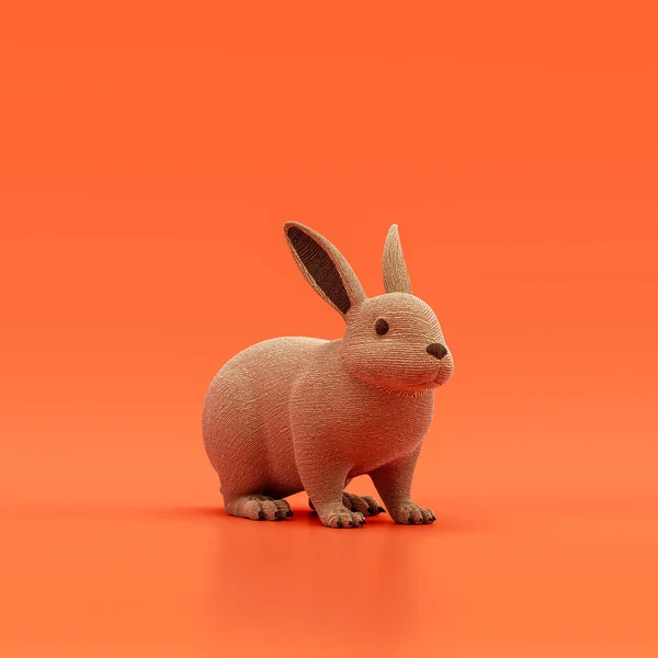 Rabbit doll, stuffed animal toy made of cloth, single animal from angle view, handmade animal, 3d rendering, nobody