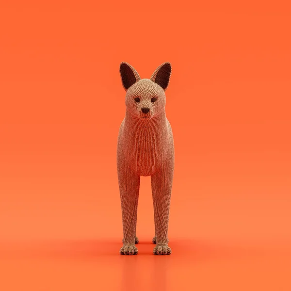 Serval doll, stuffed animal toy made of cloth, single animal from front view, handmade animal, 3d rendering, nobody