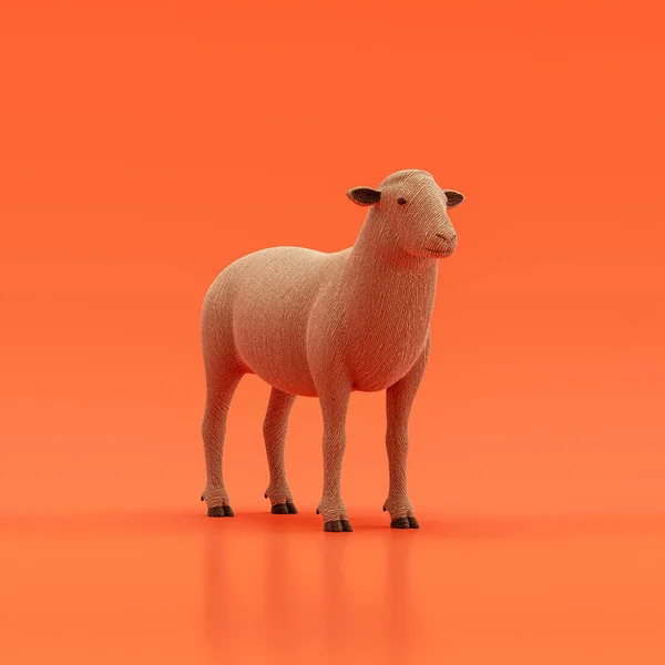 Sheep doll, stuffed animal toy made of cloth, single animal from angle view, handmade animal, 3d rendering, nobody