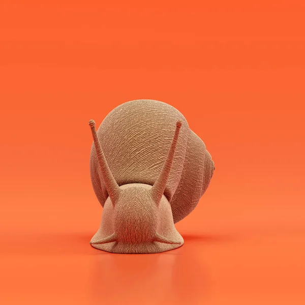 Snail doll, stuffed animal toy made of cloth, single animal from front view, handmade animal, 3d rendering, nobody