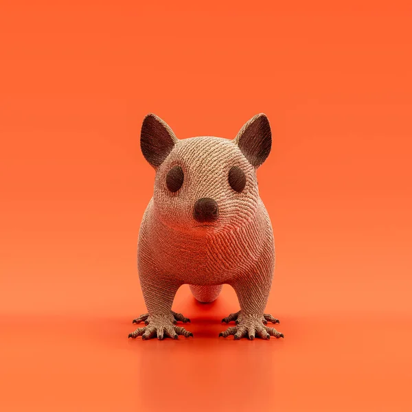 Sugar glider doll, stuffed animal toy made of cloth, single animal from front view, handmade animal, 3d rendering, nobody
