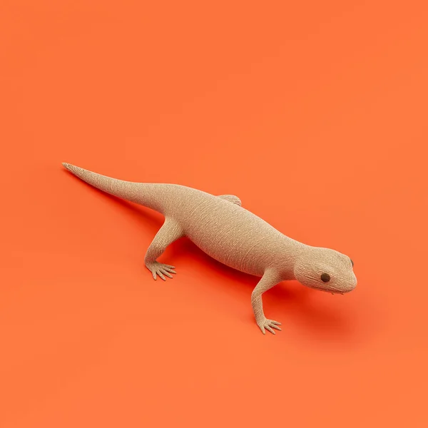 Salamander doll, stuffed animal toy made of cloth, single animal from isometric view, handmade animal, 3d rendering, nobody
