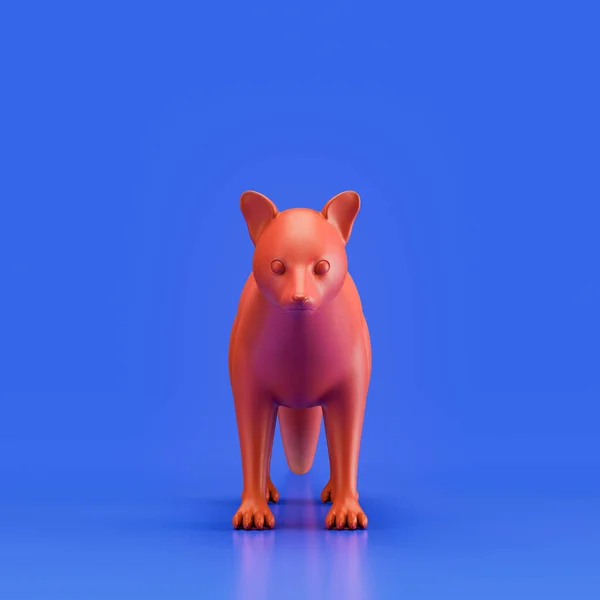 Genet monochrome single color animal. Red color single animal from front view, Monochrome animal in blue studio, 3d rendering, nobody