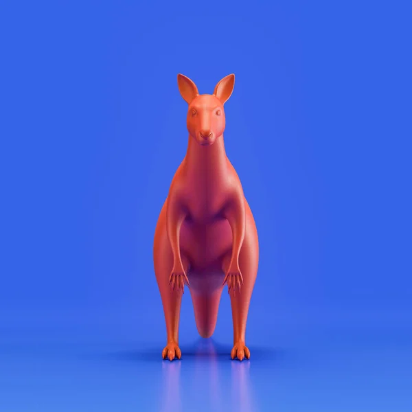 Kangaroo monochrome single color animal toy made of red plastic, single animal from front view, animal, 3d rendering, nobody