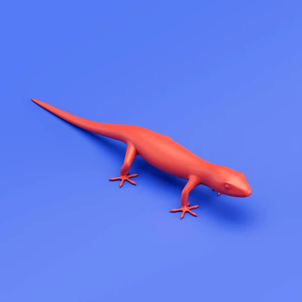 Lizard monochrome single color animal toy made of red plastic, single animal from isometric view, animal, 3d rendering, nobody