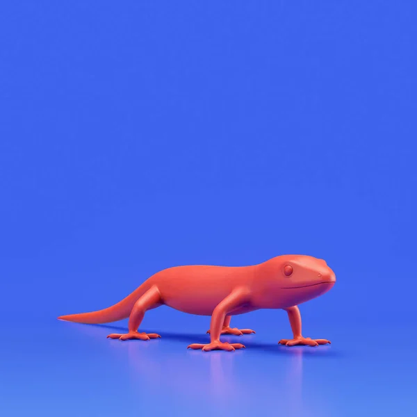 Lizard monochrome single color animal toy made of red plastic, single animal from angle view, animal, 3d rendering, nobody
