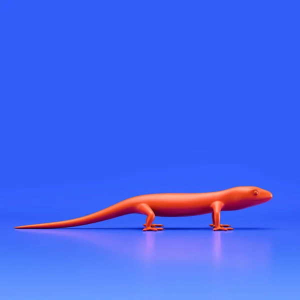 Lizard monochrome single color animal toy made of red plastic, single animal from side view, profile, animal, 3d rendering, nobody